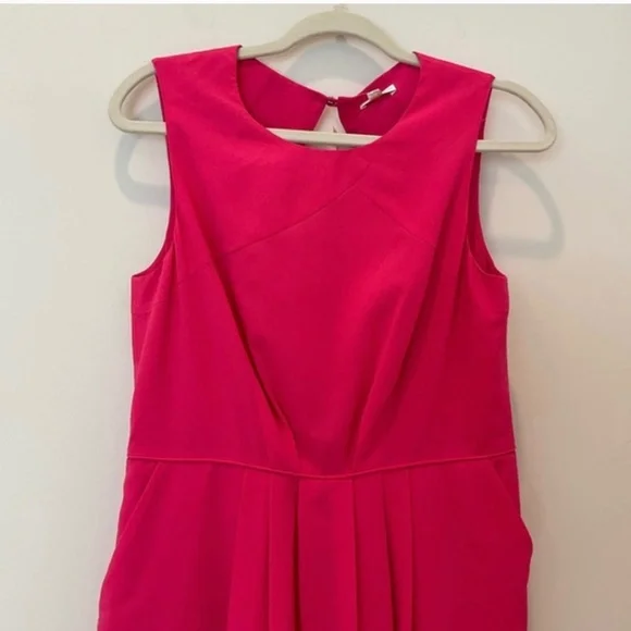 Shoshanna Midi Pink Dress Sz10  NWT has pockets! - Picture 2 of 7